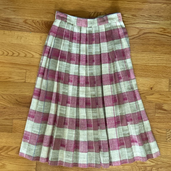 C’est Petite EUC Vintage Pleated Flax Blend Skirt - Picture 6 of 9